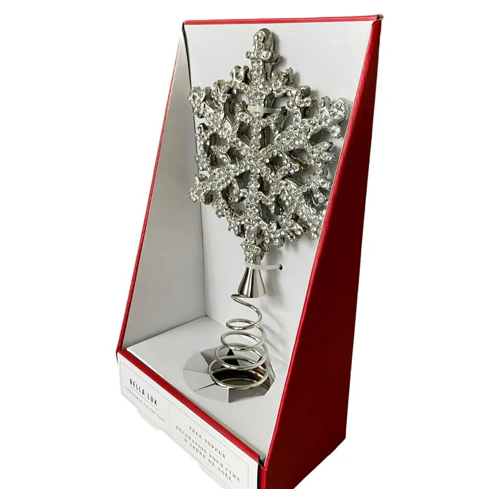 Bella Lux Silver Rhinestone Tree Topper Christmas Holiday Glam New
